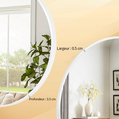 BEAUTYPEAK Runder Wandspiegel 76 cm - Aluminiumrahmen Weiss