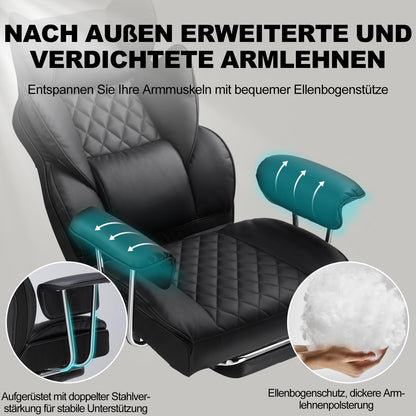 GTPLAYER Gaming Stuhl GT205-IE mit Fussstütze, Leder Schwarz