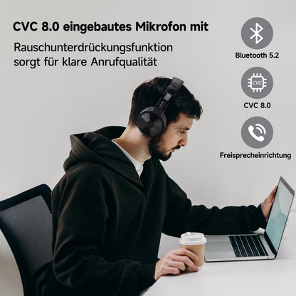 OneOdio Pro C Bluetooth-Kopfhörer Over-Ear mit Mikrofon, schwarz