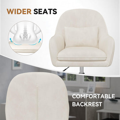 Aivermeil Samt Homeoffice Drehstuhl mit Kopfkissen – Beige