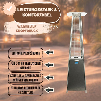 ACTIVA Cheops II Gas-Heizstrahler Pyramide mit Duran Schott Glasröhre