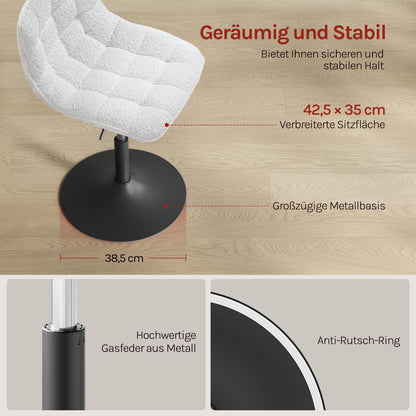 WOLTU Schminktisch Hocker mit Rückenlehne, höhenverstellbar, Weiss