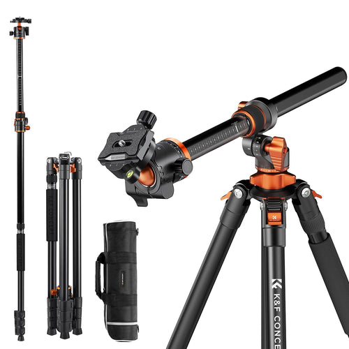 K&F Concept Kamera Stativ T254A7+BH-28L Dreibeinstativ bis 230 cm mit Kugelkopf und Mittelsäule