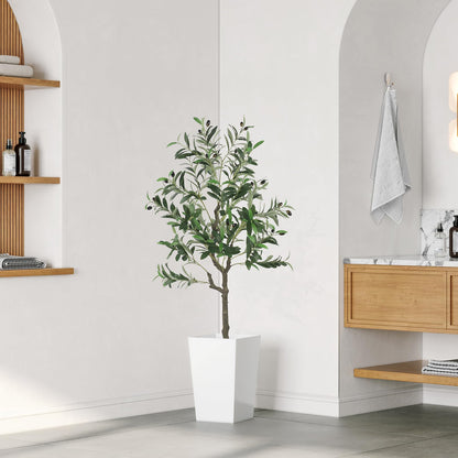 YOLEO Künstlicher Olivenbaum 120 cm Kunstpflanze mit Topf (Typ 2)