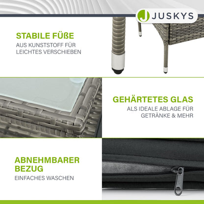 Juskys Monaco Polyrattan Gartenbank – 2-Sitzer grau-meliert