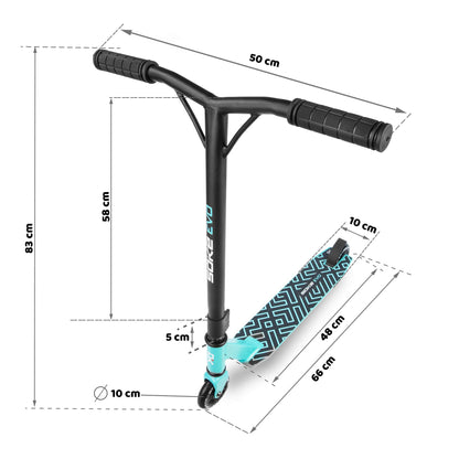 SOKE Evo Stunt-Scooter mit ABEC-9 Lagern und Aluminium-Deck, hellblau
