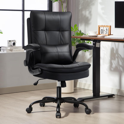 Asukale Ergonomischer Bürostuhl – Chefsessel Leder Schwarz