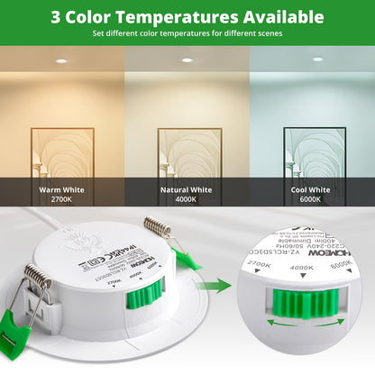 HOMEOW LED Einbaustrahler 20er Set Dimmbar 3-farbig 68mm