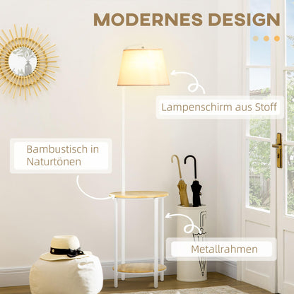 HOMCOM Stehleuchte mit 2 Ablagen - Metall Weiss 162 cm