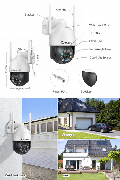 Jennov Überwachungskamera Set mit 10-Zoll-Monitor, 4x 5MP PTZ WLAN