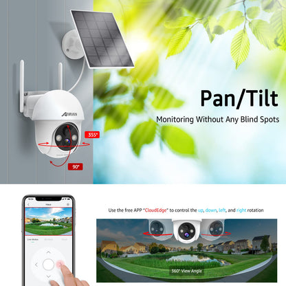 ANRAN Q01 2K WLAN Dome Kamera Aussen Akku Solar - Weiss