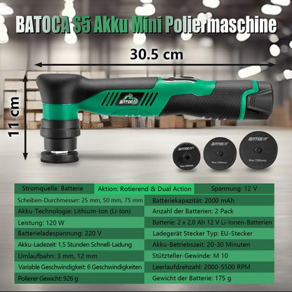 BATOCA S5 Mini Akku Poliermaschine Set - Rotations & Exzenter
