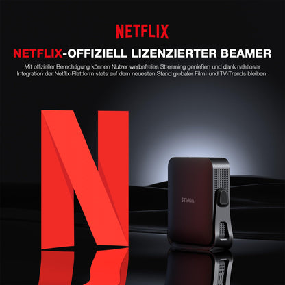 VOPLLS Smart Beamer Netflix Offiziell Mini Projektor - Schwarz