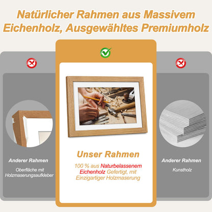 Digitaler Bilderrahmen Holz WLAN 10.1 Zoll – 32GB Eichenholz