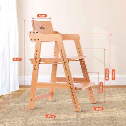 Ezebaby Höhenverstellbarer Kinder Holzhochstuhl - Natur