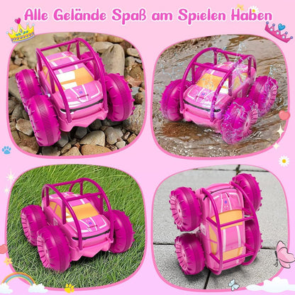 MaxTronic RC Stunt Auto Amphibien 4WD mit LED, Rosa, ab 3 Jahren