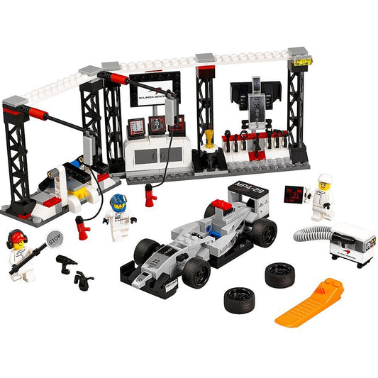 LEGO Speed Champions 75911 McLaren Mercedes Boxenstopp Bausatz. Erstellt eine Rennboxengasse zum Nachspielen von Boxenstopps.