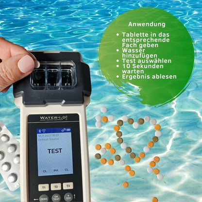 Poollab 2.0 Elektronischer Pool Tester pH/Chlor – inkl. DPD1/pH Tabletten