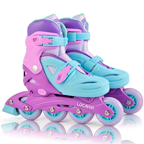 Locavun Inline Skates für Mädchen, 4-fach verstellbar, 82A PU-Rollen mit Aluminiumrahmen