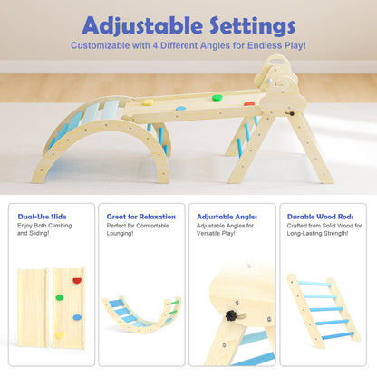 Puecrof 7-in-1 Montessori Kletterdreieck Kletterspielzeug – Blue