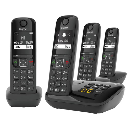 Gigaset AS690A Quattro Schnurlose DECT-Telefone mit AB – Schwarz