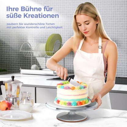 Ohuhu Drehteller Torte 30 cm, drehbare Tortenplatte aus Aluminium