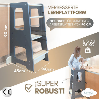 Kywai Montessori Lernturm ab 1 Jahr – Bambus, höhenverstellbar