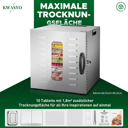 Kwasyo DA 1000 Dörrautomat Edelstahl – 1.8m² XXL Dörrfläche