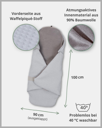 ULLENBOOM Einschlagdecke Babyschale & Kindersitz – Grau