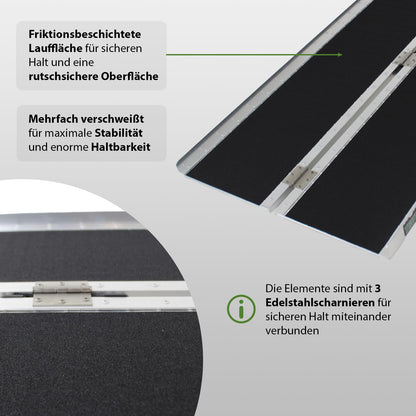 TRUTZHOLM Rollstuhlrampe klappbar Auffahrrampe 152 cm