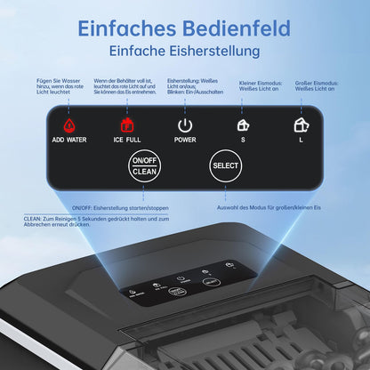 WIE Eiswürfelmaschine WI26EUB-C201, 9 Eiswürfel in 6 Minuten