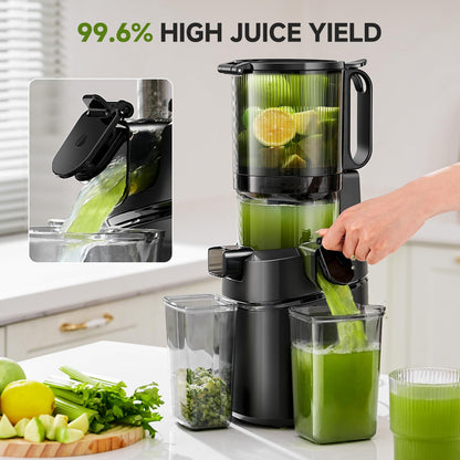 AMZCHEF Slow Juicer Entsafter, Obst & Gemüse – Schwarz