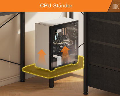 ODK L-Form Schreibtisch 140x80cm schwarz – reversibel, Schubladen