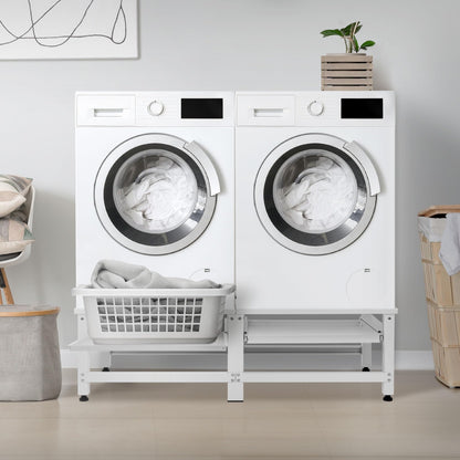 ML-Design Doppel Waschmaschinen-Untergestell – Weiss, 2 Ablagen