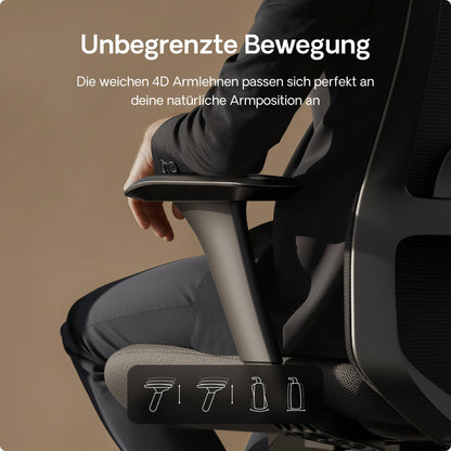 Desktronic SitOne Ergonomischer, verstellbarer Bürostuhl – Schwarz