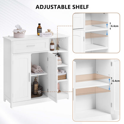 EUGAD Badezimmerschrank schmal - Schublade, 2 Türen, Weiss