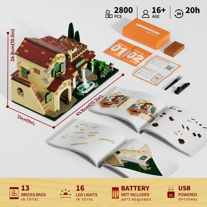 Lumibricks Weinbau-Anwesen Klemmbausteine-Set mit LED, 2800 Teile