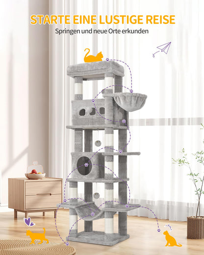 Hzuaneri MS17018LG Katzenbaum 170cm mehrstöckig - Hellgrau