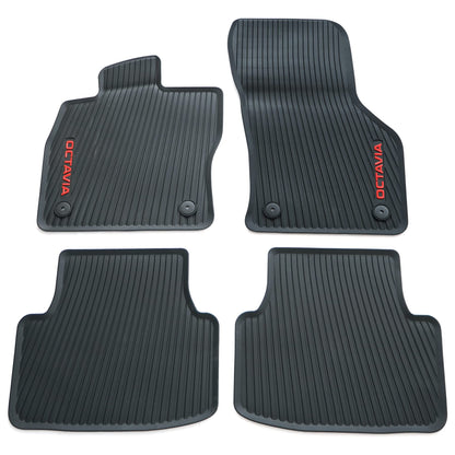 Skoda Octavia Allwetter Gummimatten - Schwarz, roter Schriftzug