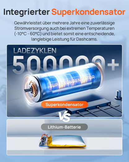 70mai T800E 4K 3-Kanal Dashcam mit HDR, GPS und 64GB SD-Karte