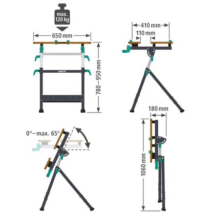 wolfcraft Master 650 Ergo Spann- und Arbeitstisch - Höhenverstellbar