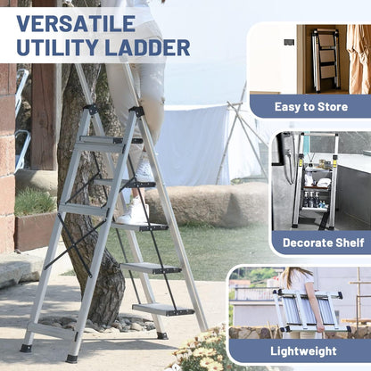 XinSunho Stufenleiter Klappbar Aluminium - 5 Stufen