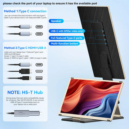 siaviala Mobiler Laptop Extender Triple Monitor 15.6" FHD