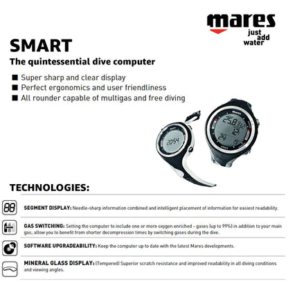 Mares Tauchcomputer Modell Smart – Schwarz für Taucher