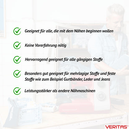 VERITAS Power Stitch 17 Mechanische Nähmaschine Einfädelhilfe