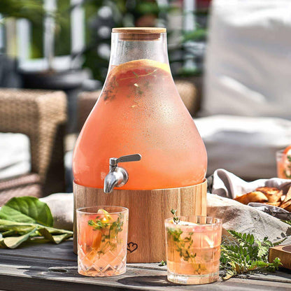 SPRINGLANE Gloria Glas Getränkespender 5.5 L - Holzständer & Edelstahl