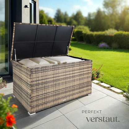 tectake® Aluminium Polyrattan Gartenbox 750L - Natur