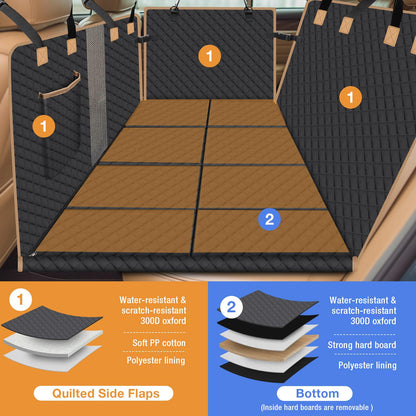 Lekespring Auto Hundedecke Rücksitz wasserdicht Hartholzbrett – Schwarz