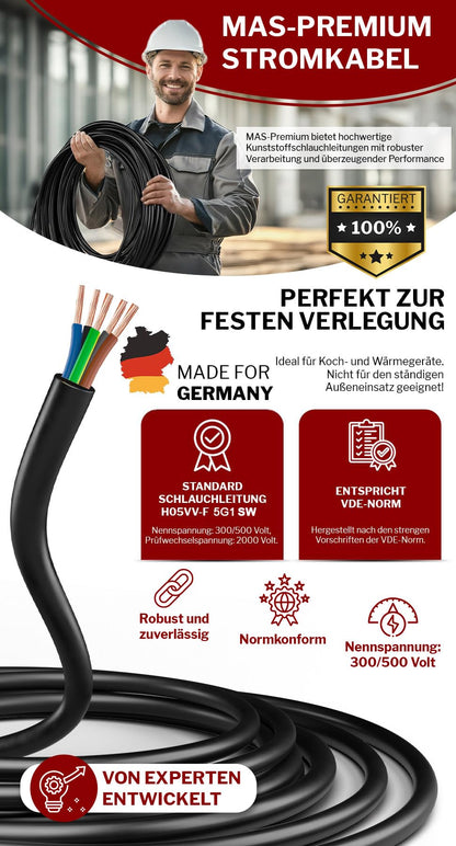 MAS Premium H05VV-F Kunststoffschlauchleitung - 5G1 Schwarz 90m