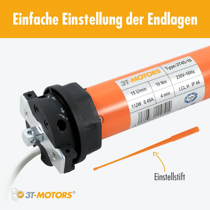 3T-MOTORS Rollladenmotor 3T45-10, 10 Nm, SW60 Achtkantwelle